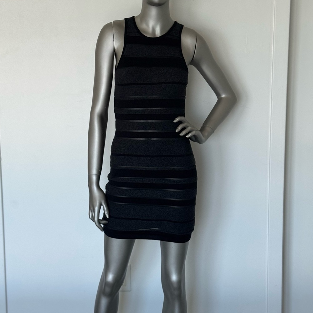 ALO Yoga Black and Gray Striped Mini Dress